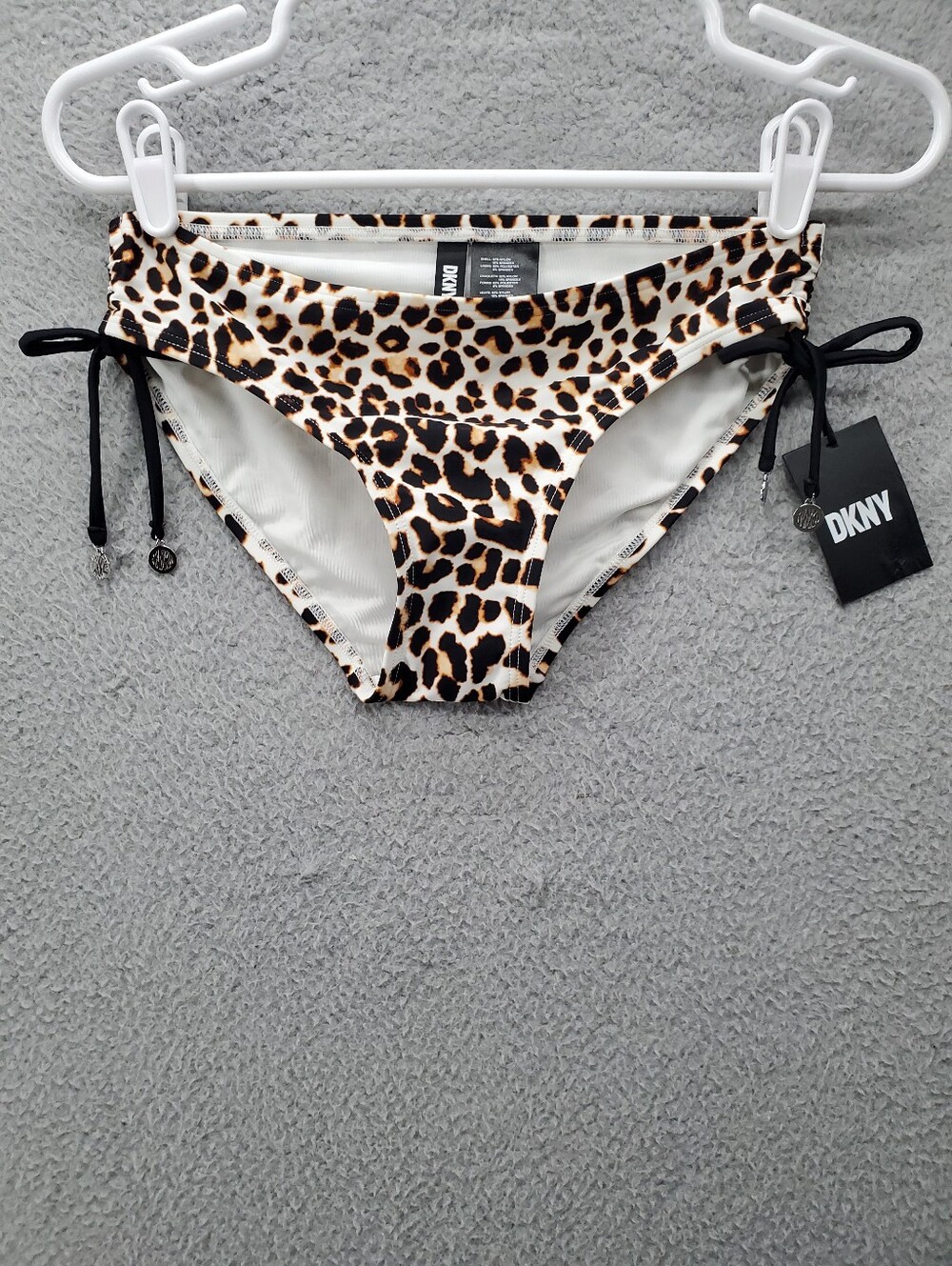 DKNY Wild Thing Leopard Print Side Tie Bikini Bottoms XS NWT